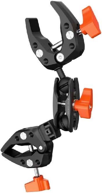 K&F CONCEPT Double Super Clamp Camera Mount with 1/4" Threads Metal Clamp for Chair, Pole, Tripod, Desk, Flag, Umbrella, Motorcycle Mount