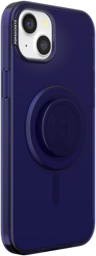 PopSockets iPhone 15 Plus Case with Phone Grip and Slide Compatible with MagSafe, Phone Case for iPhone 15 Plus, Wireless Charging Compatible - French Navy