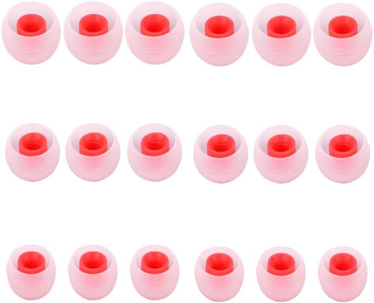 Earbud Replacement Tips Silicone Earbud Tips Headphone Earbud Tips Ear Gels Fit for Inner Hole from 3.8mm - 5.1mm Earphones 9 Pairs S/M/L Clear Red
