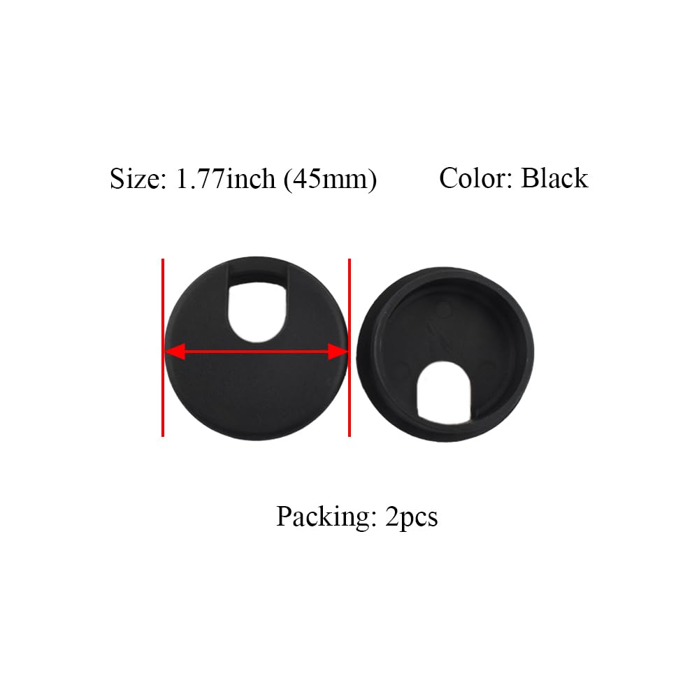 HAHIYO 2Pcs 1.77Inch/45mm Black ABS Plastic U-Shaped Desk Grommet Wire Grommet Cable Management Cord Hole Cover Desk Wire Hole Insert Wire Organizer for Computer Office Home School Equipment Systems