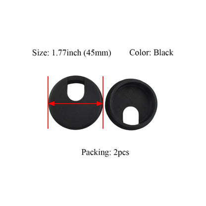 HAHIYO 2Pcs 1.77Inch/45mm Black ABS Plastic U-Shaped Desk Grommet Wire Grommet Cable Management Cord Hole Cover Desk Wire Hole Insert Wire Organizer for Computer Office Home School Equipment Systems