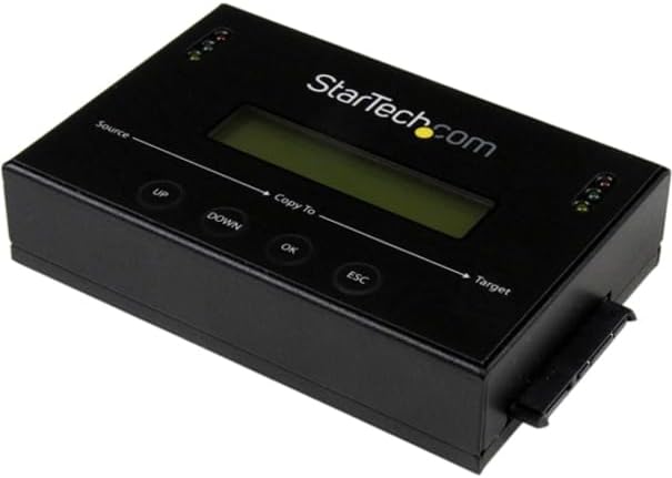 StarTech.com 1:1 Standalone Hard Drive Duplicator & Eraser, SATA HDD / SSD Disk Cloner / Copier / Wiper / Sanitizer, Cloning / Recovery Tool, LCD Display, TAA Compliant, OS Independent (SATDUP11)