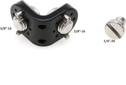 L Shaped Angle Bracket 3/8"-16 1/4" Corner Brace Joint Mounting Extension Adapter for Teradek Wireless System ARRI Sony RED Camera Monitor Focus Motor
