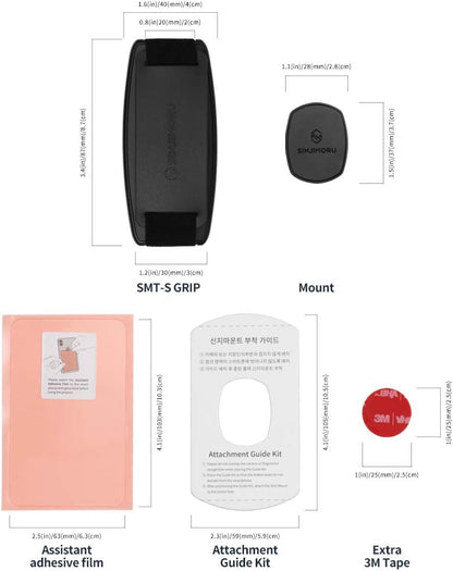 Sinjimoru Detachable Phone Grip Kickstand for Wireless Charging Compatible Phone Finger Holder for iPhone & Smartphones. Sinji Mount S-Grip Black