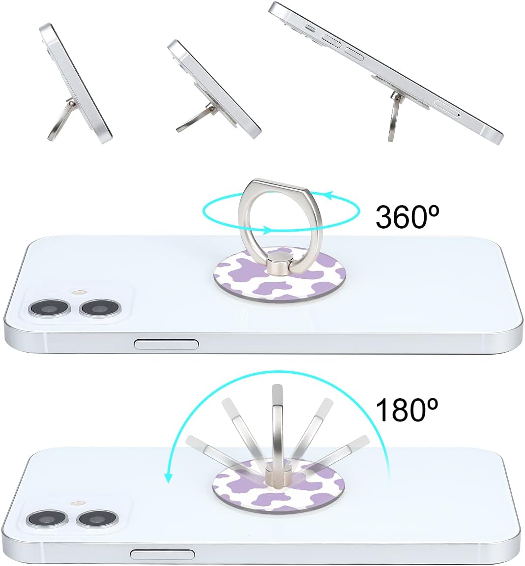 Bonoma Phone Ring Holder, 3 Pack Universal Finger Ring Stand Grip Kickstand Ring for All Smartphones (Cow)