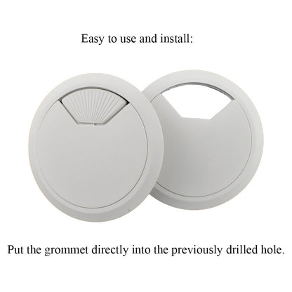 HAHIYO 2Pcs 3.15Inch/80mm White ABS Plastic Sector-Shaped Desk Grommet Wire Grommet Cable Management Cord Hole Cover Desk Wire Hole Insert Wire Organizer for Computer Office Home Equipment System