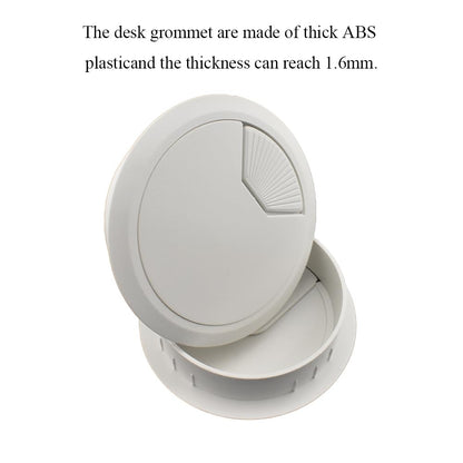HAHIYO 2Pcs 3.15Inch/80mm White ABS Plastic Sector-Shaped Desk Grommet Wire Grommet Cable Management Cord Hole Cover Desk Wire Hole Insert Wire Organizer for Computer Office Home Equipment System