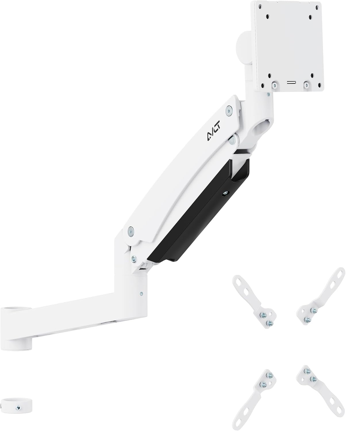 AVLT Single 57 Inch Heavy Duty Monitor Arm Add-On Kit for Pole Top Mount-White, Fits 1.38" Pole, for Super Ultrawide Screen, Supports 59.5lbs (27kg), VESA Compatible, Workspace Upgrade Extension Arm
