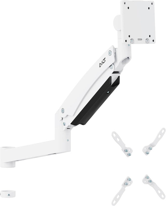 AVLT Single 57 Inch Heavy Duty Monitor Arm Add-On Kit for Pole Top Mount-White, Fits 1.38" Pole, for Super Ultrawide Screen, Supports 59.5lbs (27kg), VESA Compatible, Workspace Upgrade Extension Arm
