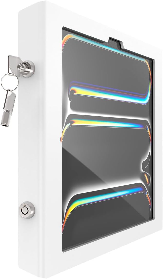 Compulocks iPad Pro M4 13" (2024) Apex Enclosure Brandable Floor Stand – Secure Tablet Display Stand, Kiosk Mount, Stand for Touchscreen Tablets, Digital Signage, POS Display - White