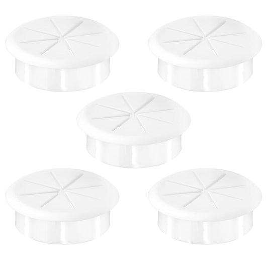 2-3/8" White Desk Grommet, JTemgle Flexible Cable Grommet Rubber Cable Hole Cover Wire Organizer Caps Desktop Cord Management for Home Office TV Stands Tabletops, 5 Pieces