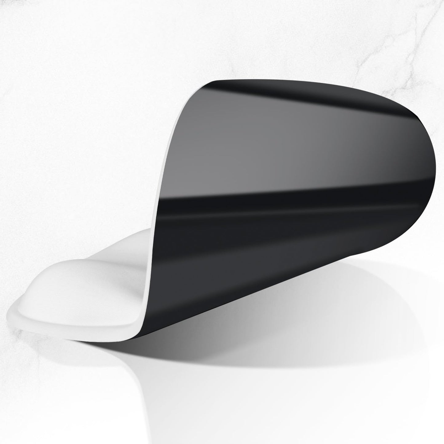 ITNRSIIET Ergonomic Mouse Pad with Wider Memory Foam Wrist Rest +17% - Curved Cushion Reduces Pressure 20%, Pain Relief, Non-Slip, Smooth, Cute Colors, 9.85 x 9 in, White