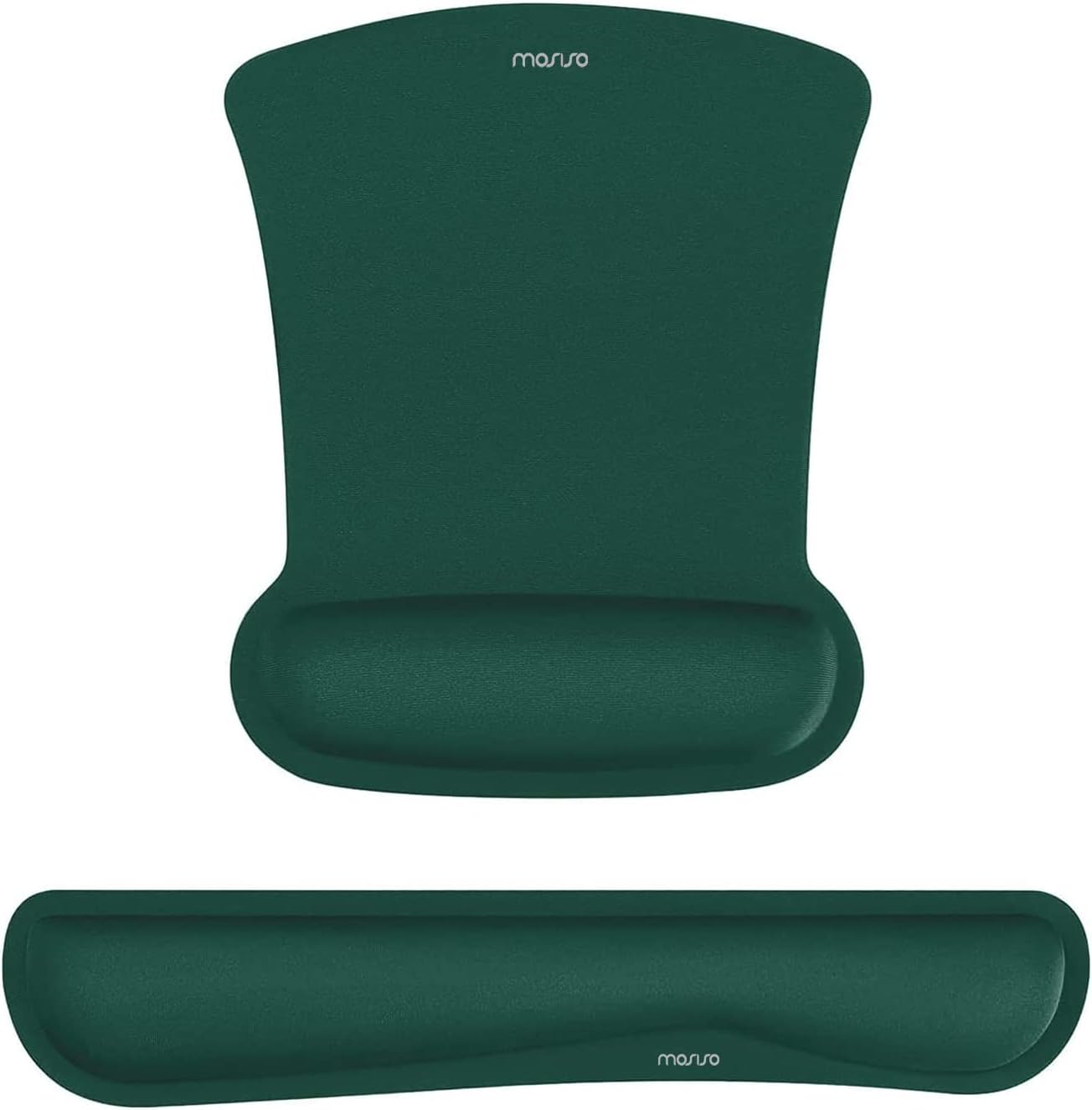 MOSISO Wrist Rest Support for Mouse Pad & Keyboard Set, Ergonomic Mousepad Non-Slip Base Home/Office Pain Relief & Easy Typing Cushion with Neoprene Cloth & Raised Memory Foam, Peacock Green