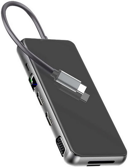 Generic 12 in 1 USB C Laptop Docking Station, Dual Monitor, 4K HDMI+VGA+USB3.0+SD/TF+PD 100W+Ethernet+Audio for Windows and Mac Laptops, Tablets, Smartphones