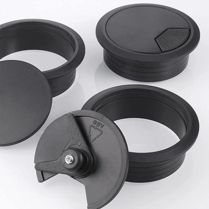 TuTuYa 6PCS Desk Grommet, Desk Cable Grommet 80mm (3-1/6inch) Black Desk Cable Hole Covers with Hole Saw, Ideal Solution for Office and Home Table Cable (Black, 3-1/6inch)