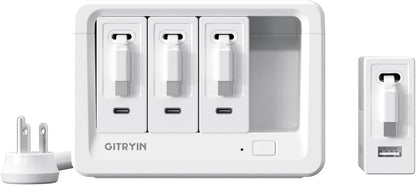 Gitryin 1 Type-C Retractable Wall Charger with USB A Port and 11-in-1 Desktop Charging Station with 3 Type-C Retractable Wall Chargers