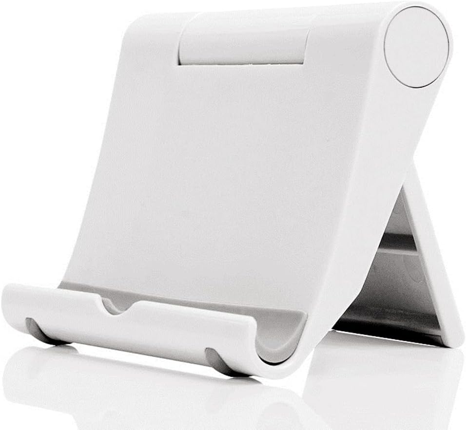 Cell Phone Stand for Desk Foldable Cell Phone Holder Desk Tablet Holder Mobile Phone Dock, Multi-Angle Universal Adjustable Tablet Dock Compatible with Most Cell Phones (White)