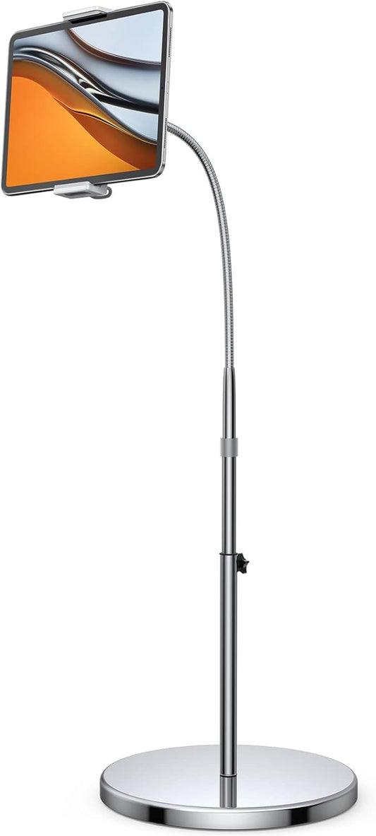 Lamicall Tablet Floor Stand Gooseneck - Swivel Tablet Holder Mount with Adjustable Height & 10.6lb Stable Base, for iPad mini Air Pro 12.9/9.7, Tab, Kindle, iPhone Air 17 Pro Max, Phones (4.7-13")