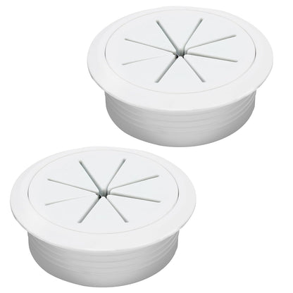 Desk Grommet 2-1/16" (53 mm), Desk Hole Cover for Cables White, Cable Grommet ABS Plastic, Desk Hole Grommet for Office and Home Table Cable, Detachable & Flexible Cable Cord Organizer-2 Pcs