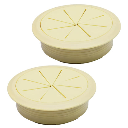 Desk Grommet 2-1/16" (53 mm), Desk Hole Cover for Cables Beige, Cable Grommet ABS Plastic, Desk Hole Grommet for Office and Home Table Cable, Detachable & Flexible Cable Cord Organizer-2 Pcs
