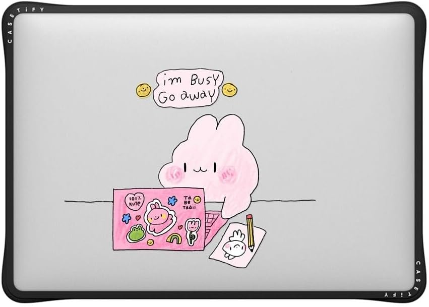 CASETiFY Impact MacBook Air 13" (M1/Intel) Case [Cushioned Impact Corners/Scratch-Resistant/Anti-Slip Grip] - I'm Busy - Clear Black