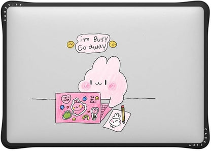 CASETiFY Impact MacBook Air 13" (M1/Intel) Case [Cushioned Impact Corners/Scratch-Resistant/Anti-Slip Grip] - I'm Busy - Clear Black