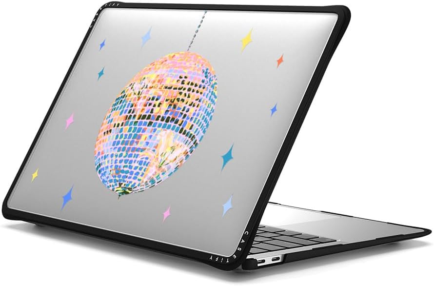 CASETiFY Impact MacBook Air 13" (M1/Intel) Case [Cushioned Impact Corners/Scratch-Resistant/Anti-Slip Grip] - Disco - Clear Black