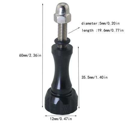3PCS Black Aluminium Alloy Hand Tightened Screws Length 19.6mm Universal Action Camera Accessories Adapter Screw for Connecting Tripods Selfie Sticks Fill Light