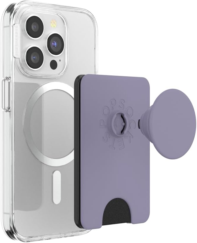 PopSockets Phone Wallet with Expanding Grip and Adapter Ring for MagSafe, Phone Card Holder, Wireless Charging Compatible, Wallet Compatible with MagSafe - Dusk