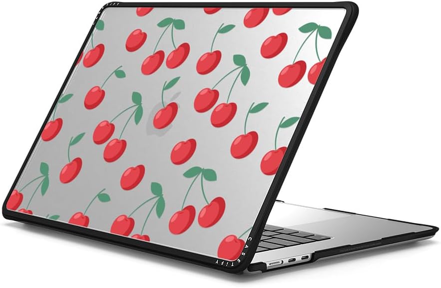 CASETiFY Impact MacBook Air 15" (M2-M4) Case [Cushioned Impact Corners/Scratch-Resistant/Anti-Slip Grip] - Cherries - Clear Black