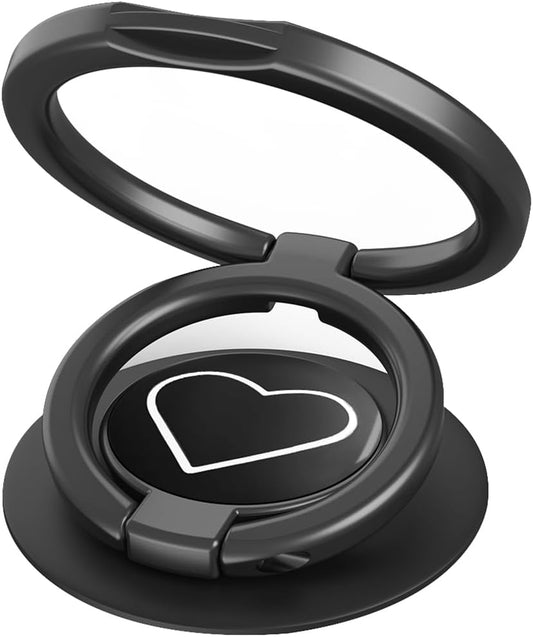 Phone Grip, Phone Ring Holder Finger Kickstand, Foldable & Adjustable Double Metal Cell Phone Rings Gripper Stand for iPhone Samsung &Other Phones - White Heart