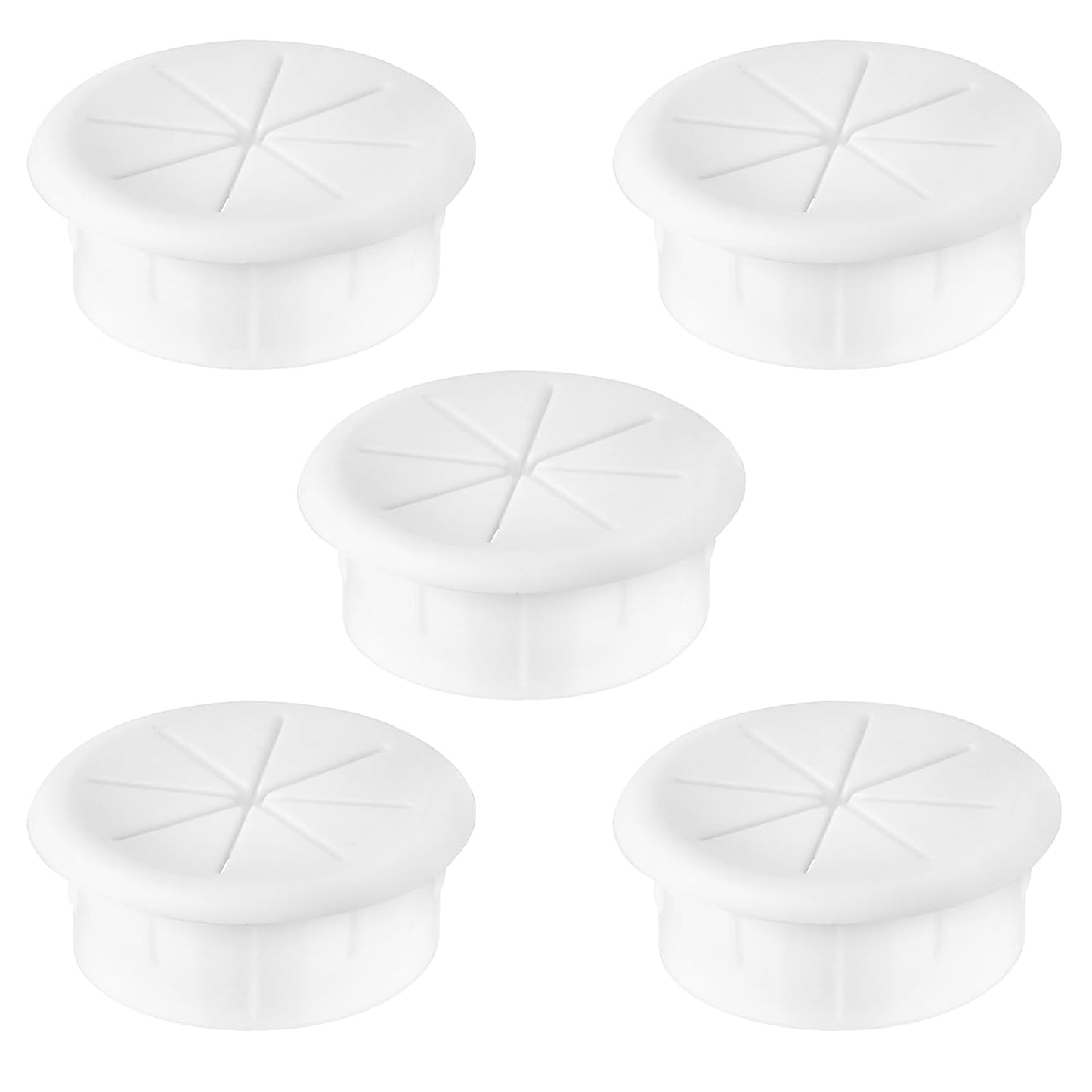 2" White Desk Grommet, JTemgle Flexible Cable Grommet Rubber Cable Hole Cover Wire Organizer Caps Desktop Cord Management for Home Office TV Stands Tabletops, 5 Pieces