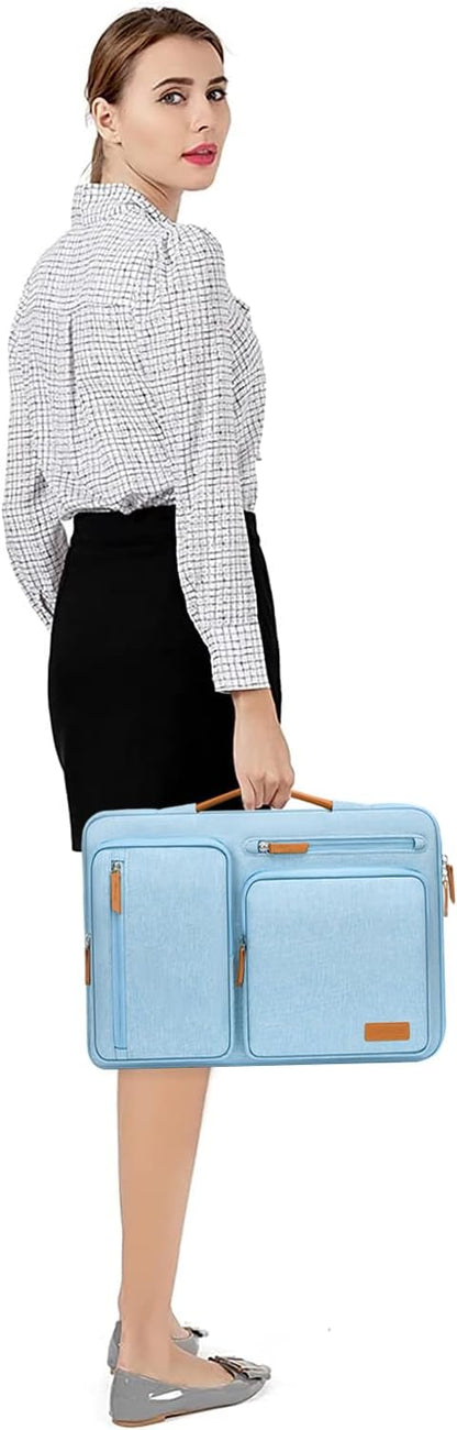 MOSISO 360 Protective Laptop Case 16 inch, 15-15.6 inch Laptop Sleeve Compatible with MacBook Pro 16, HP, Acer, Dell, Lenovo, ASUS, Side Open Carrying Case with 4 Zipper Pockets&Handle, Air Blue