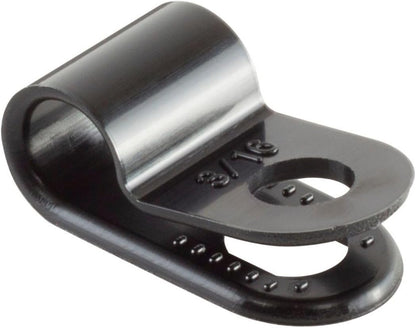GTSE Black Nylon Plastic Cable Clamps, 3/16" Screw Mounts for Cable, Rope, Tube Management, 100 Pack