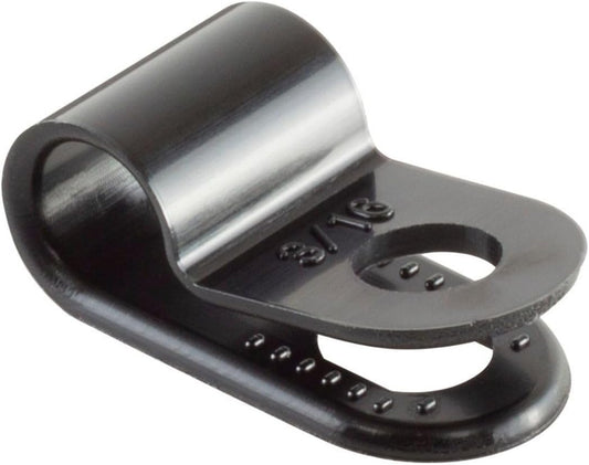 GTSE Black Nylon Plastic Cable Clamps, 3/16" Screw Mounts for Cable, Rope, Tube Management, 100 Pack