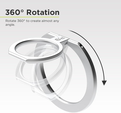 PureGear Magnetic Phone Grip Ring Stand, Magnetic Phone Ring Holder for MagSafe iPhone 16, 16 Pro, 16 Plus, 16 Pro Max, 15, 15 Plus, 14, 14 Pro, 14 Pro Max, 13, 12 Adjustable Kickstand(Brushed Silver)