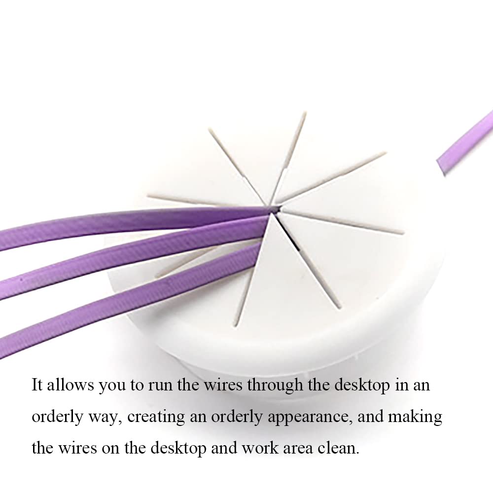 HAHIYO 2Pcs 2Inch/50mm White ABS Plastic Eight-petaled Desk Grommet Wire Grommet Cable Management Cord Hole Cover Desk Wire Hole Insert Wire Organizer for Computer Office Home School Equipment Systems