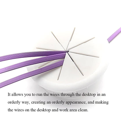 HAHIYO 2Pcs 2Inch/50mm White ABS Plastic Eight-petaled Desk Grommet Wire Grommet Cable Management Cord Hole Cover Desk Wire Hole Insert Wire Organizer for Computer Office Home School Equipment Systems