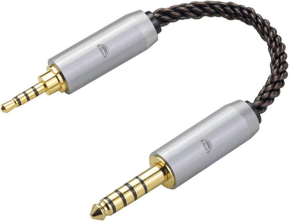 okcsc 4.4MM Male to 2.5MM Male Ultra Short Hifil Male to Male AUX Audio Cable OFC Pair Recording Cable Wire-Breakage-Prevention Design Adoption of 8-Core Braided Structure 5.82 inch