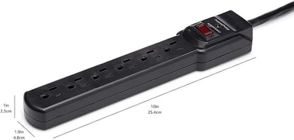 Amazon Basics Surge Protector Power Strip, 6-Outlet with 200J Protection, 2ft Extension Cord, Rectangle, Black (20 Pack)