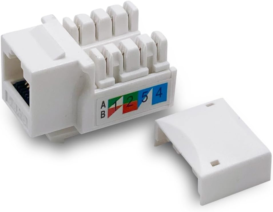 Cat6 Keystone Jack - [UL Listed] - Ethernet Wall Jack - Network Coupler - Cat5/5e/6 Compatible - 100-Pack