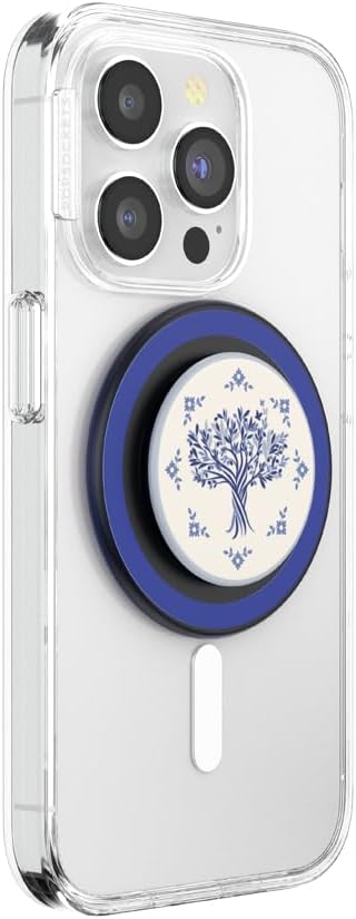 PopSockets Phone Grip for MagSafe with Kickstand, Magnetic Stand, Swappable Top, Secure Hold for iPhone MagSafe Cases, Phone & Tablet Grip - Olive Tree Tile