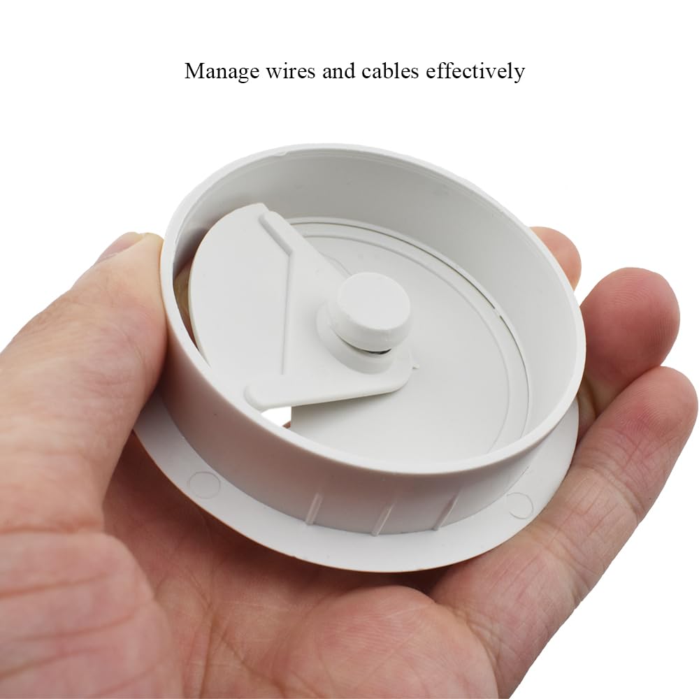HAHIYO 2Pcs 2.4Inch/60mm White ABS Plastic Sector-Shaped Desk Grommet Wire Grommet Cable Management Cord Hole Cover Desk Wire Hole Insert Wire Organizer for Computer Office Home Equipment System