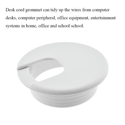 HAHIYO 2Pcs 2Inch/50mm White ABS Plastic U-Shaped Desk Grommet Wire Grommet Cable Management Cord Hole Cover Desk Wire Hole Insert Wire Organizer for Computer Office Home School Equipment Systems