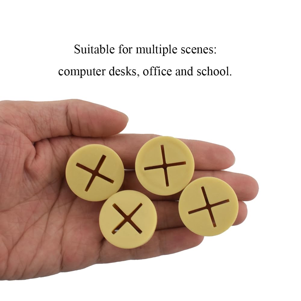 HAHIYO 4Pcs 1Inch/25mm Yellow Flexible Rubber Desk Grommet Wire Grommet Cable Management Cord Hole Cover Desk Wire Hole Insert Wire Organizer for Computer Office Home School Equipment Systems