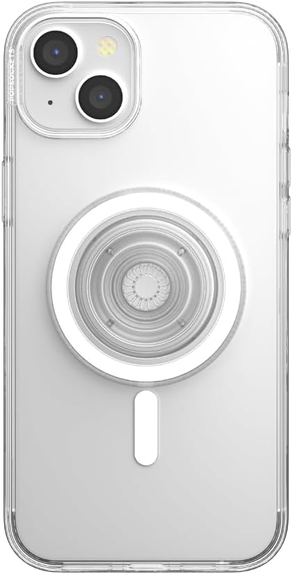PopSockets iPhone 15 Plus Case with Round Phone Grip Compatible with MagSafe, Phone Case for iPhone 15 Plus, Wireless Charging Compatible - Clear