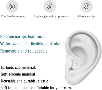10 Pairs Silicone Medium Replacement Ear Tips - Eartips for In-Ear Headphones - Rubber Tips Earbud Covers - Earbud Cap (White)