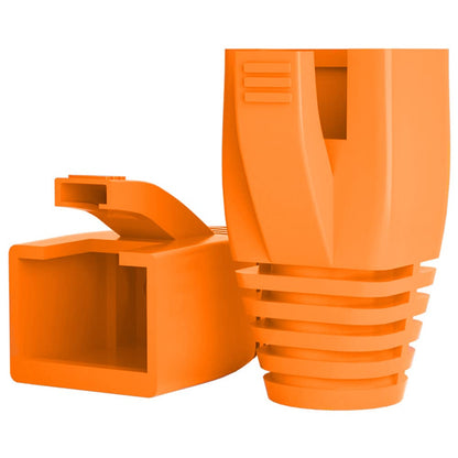 100Pack RJ45 Boot Cover, Cat5 Cat6 Cat6A Ethernet Network Cable Strain Relief Boot, Fits Overall Jacket Diameter 5.5-6.5MM Ethernet Cable (Hole Diameter: 6.5mm, Orange)