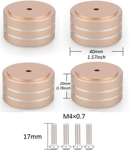 Tertullus 4 Pcs Speaker Feet Isolation 40x20mm Turntable Feet Aluminum Platform Speaker Spike Stand Floor Protectors Dampening Pad with Rubber Ring for Hi-fi Equipments