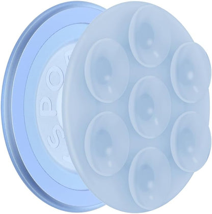 PopSockets Suck-Up™ Suction Grip & Stand, 3-in-1 MagSafe Phone Mount for iPhone, Strong Hold on Mirrors & Glass, Swappable Top, Portable & Reusable - Frost